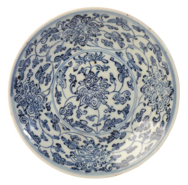 A CHINESE PORCELAIN BLUE AND WHITE DISH