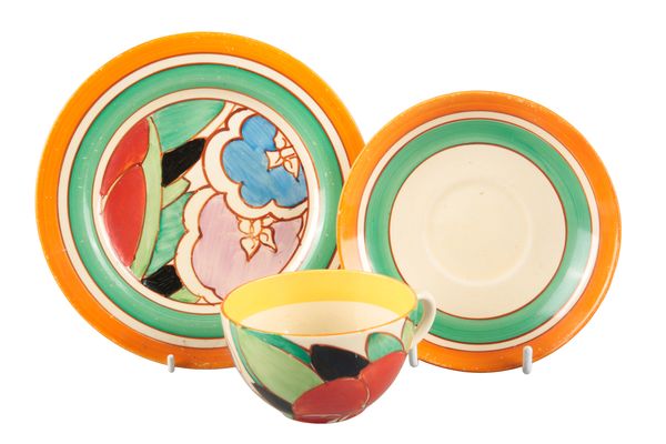*CLARICE CLIFF (1899- 1972) FOR NEWPORT AND WILKINSON POTTERY Three pieces of 'Red Gardenia' ceramics