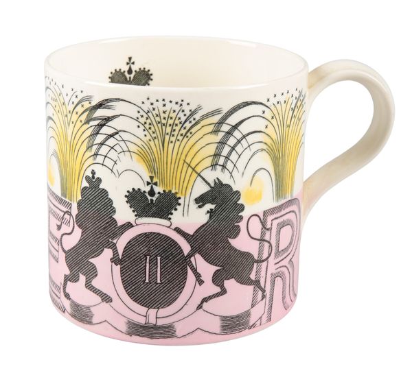 ERIC RAVILIOUS (1903-1942) FOR WEDGEWOOD A 1953 Coronation mug for Elizabeth II