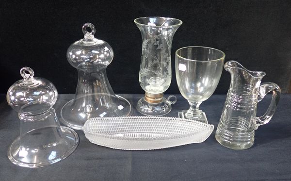 TWO GLASS SMOKE BELLS OR CLOCHES