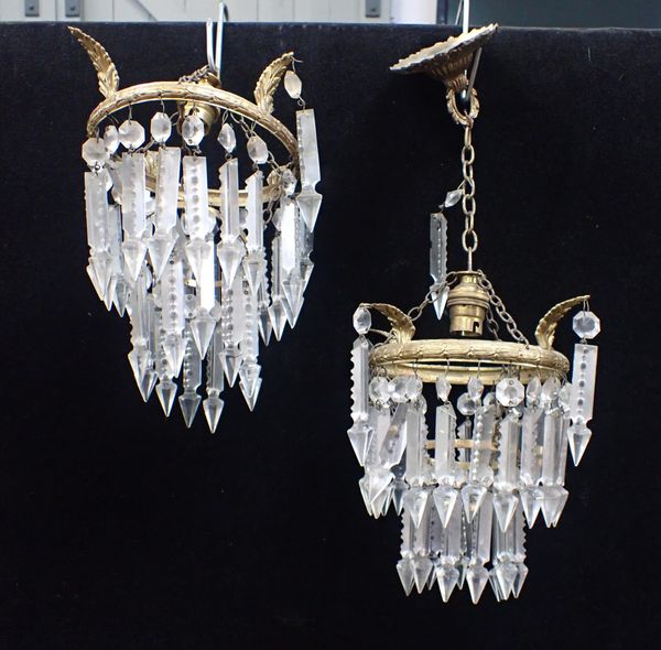 A PAIR OF SMALL CHANDELIERS