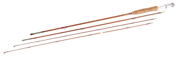 A MILWARD THREE PIECE SPLIT CANE TROUT FLY ROD