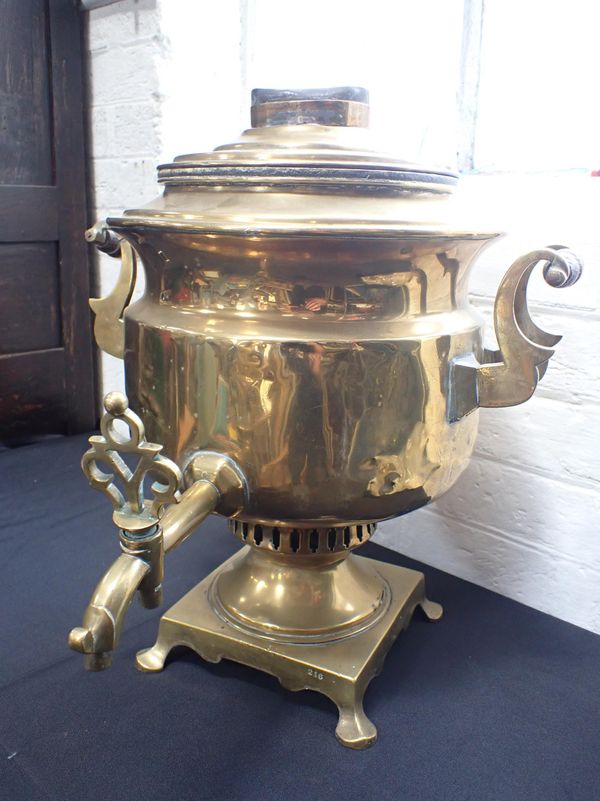 A RUSSIAN IMPERIAL ERA BRASS SAMOVAR