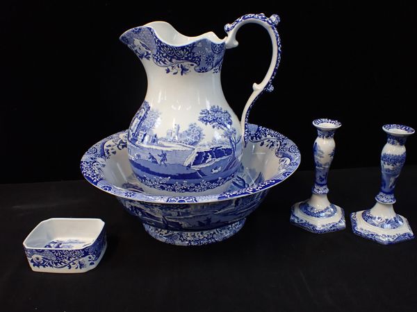 A SPODE 'ITALIAN' WASH BASIN AND JUG