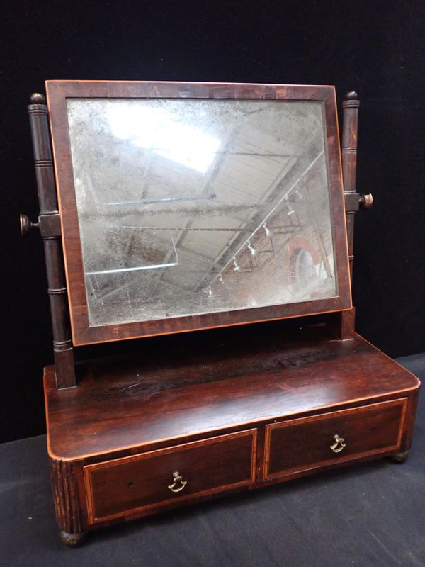 A GEORGE III MAHOGANY TOILET MIRROR