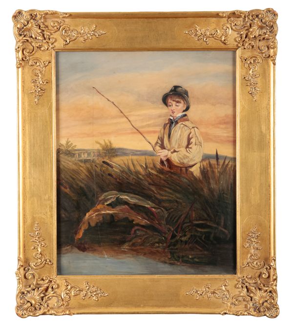 ENGLISH SCHOOL, 19TH CENTURY A boy fishing in a rural landscape