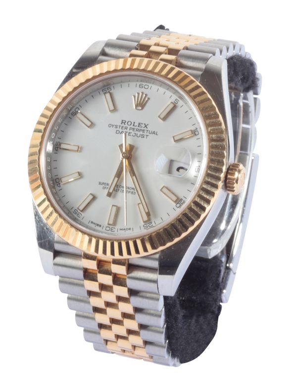 ROLEX OYSTER PERPETUAL DATEJUST: A GENTLEMAN'S STEEL AND GOLD BRACELET WATCH