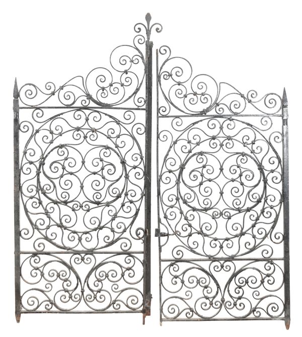 A PAIR OF WROUGHT IRON GARDEN GATES