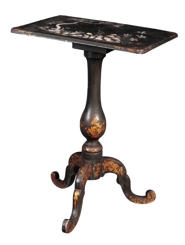 A VICTORIAN PAPIER MACHE TRIPOD TABLE