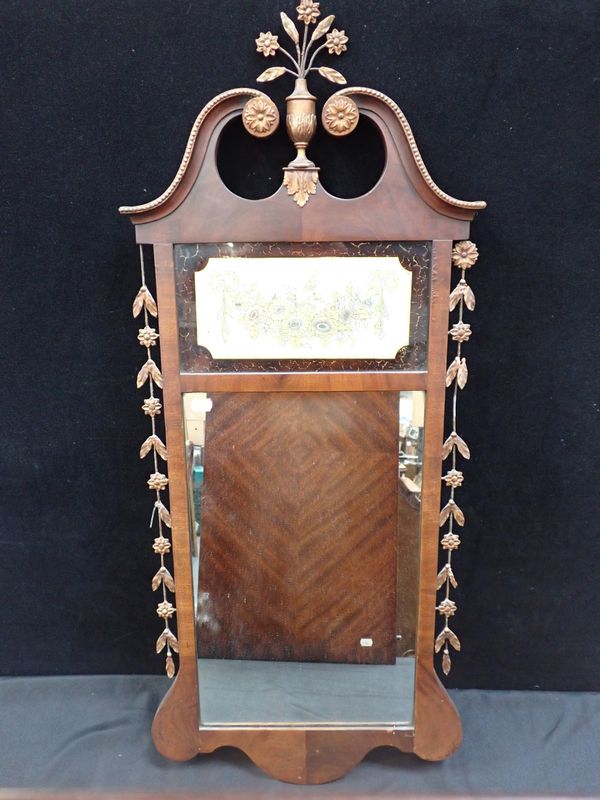 A GEORGIAN STYLE MAHOGANY PIER MIRROR