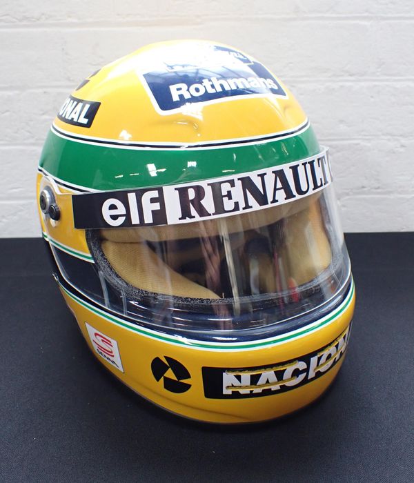 AYRTON SENNA: A REPRODUCTION RENAULT RACING HELMET