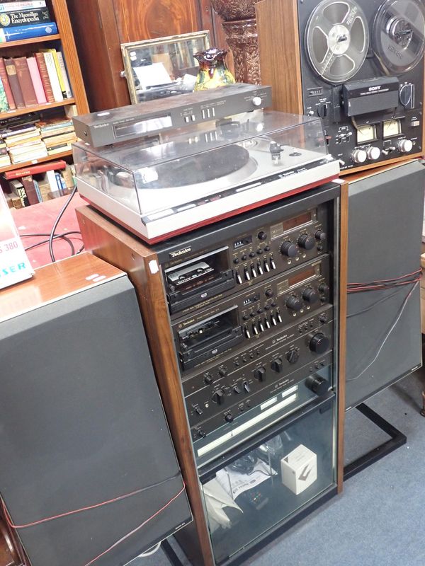 A SONY TC399 THREE HEAD TAPE RECORDER, A TECHNICS HIFI SYSTEM