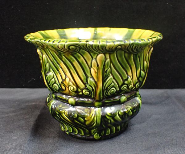 A GREEN GLAZED AULT JARDINIERE