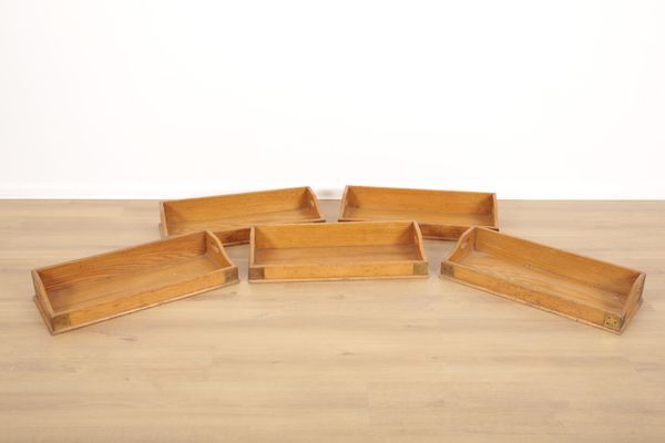 FIVE OAK BOOK TROUGHS