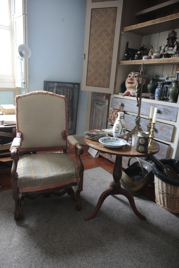 A LOUIS XIV STYLE OPEN ARMCHAIR