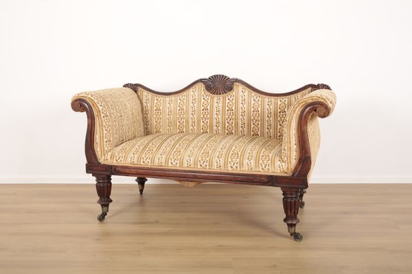 A VICTORIAN HIGH BACK TWO SEATER SOFA