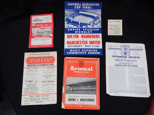 A 1958 FOOTBALL ASSOCIATON CUP FINAL TICKET AND COMMUNITY SINGING LEAFLET