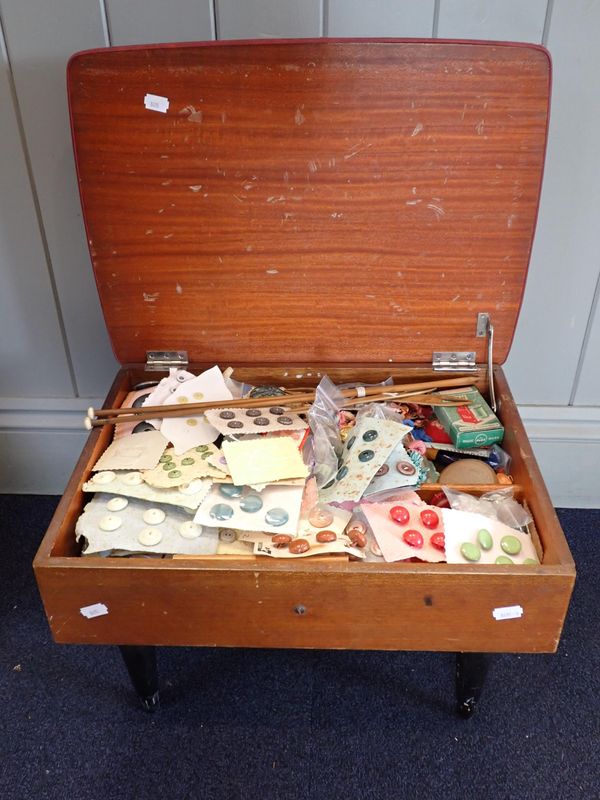 A MID-CENTURY FOOTSTOOL/WORKBOX