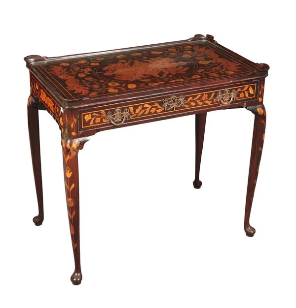 A DUTCH WALNUT AND MARQUETRY SIDE TABLE OR WRITING DESK