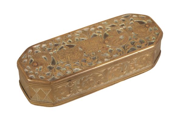 A DUTCH BRASS TOBACCO BOX