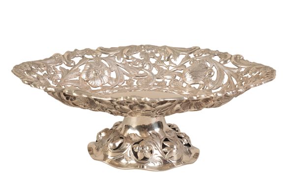 A VICTORIAN SILVER OVAL TAZZA