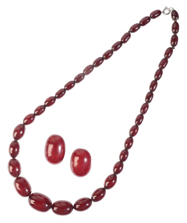 A CHERRY AMBER BEAD NECKLACE