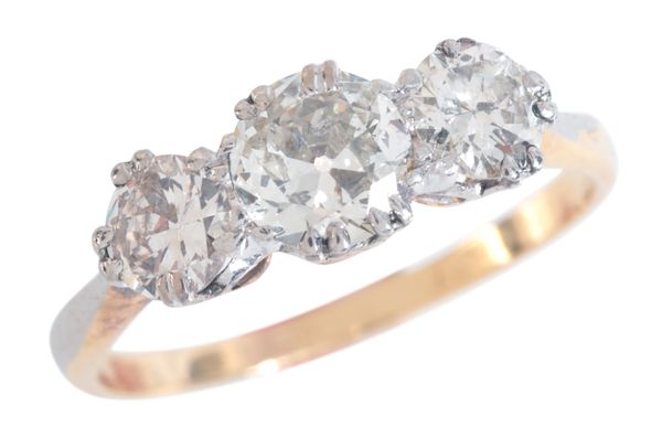 A DIAMOND THREE STONE RING