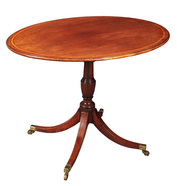 A GEORGE III MAHOGANY AND SATINWOOD BANDED SMALL BREAKFAST TABLE