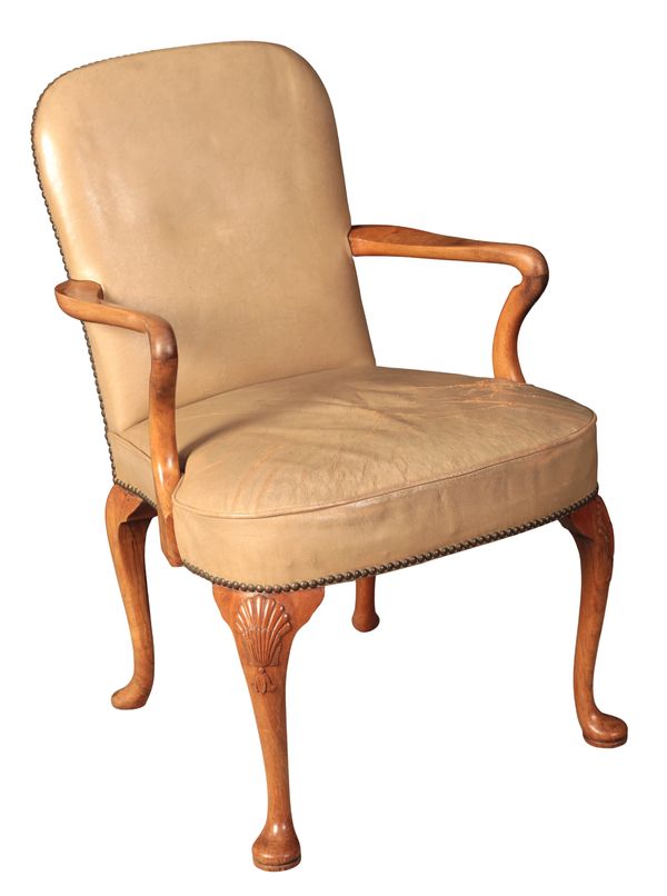 A GEORGE I STYLE WALNUT ARMCHAIR