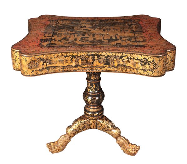 A CHINESE EXPORT LACQUERED GAMES TABLE