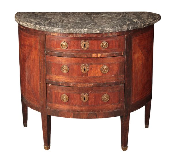 A LOUIS XVI KINGWOOD DEMI-LUNE COMMODE