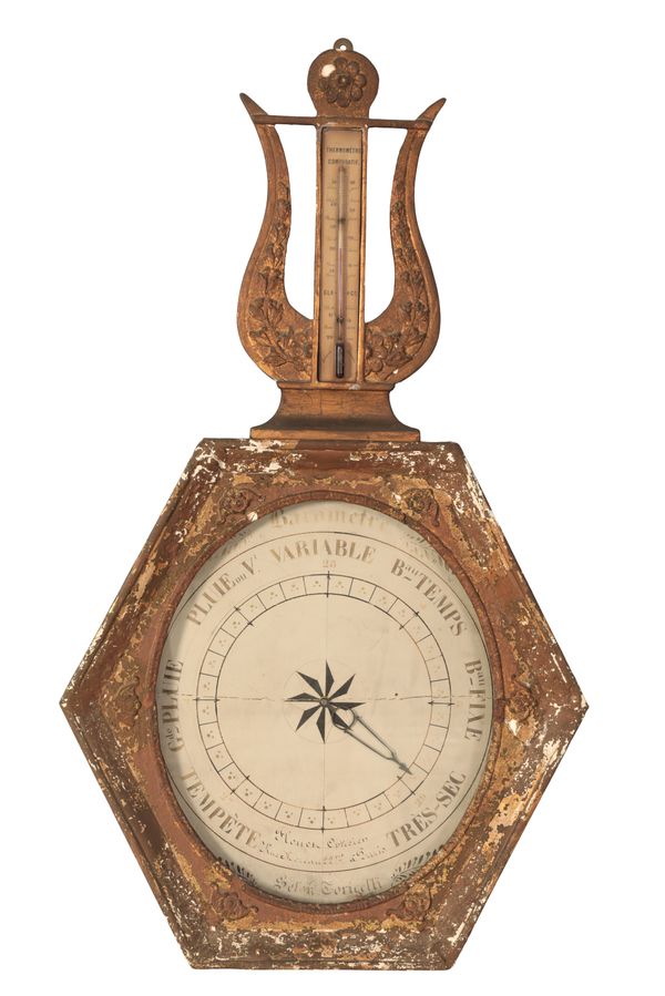 A FRENCH GILTWOOD BAROMETER BY SELON TORICELLI