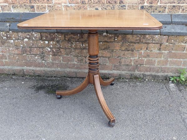 A 19th CENTURY MAHOGANY AND LINE INLAID TIP-TOP TABLE