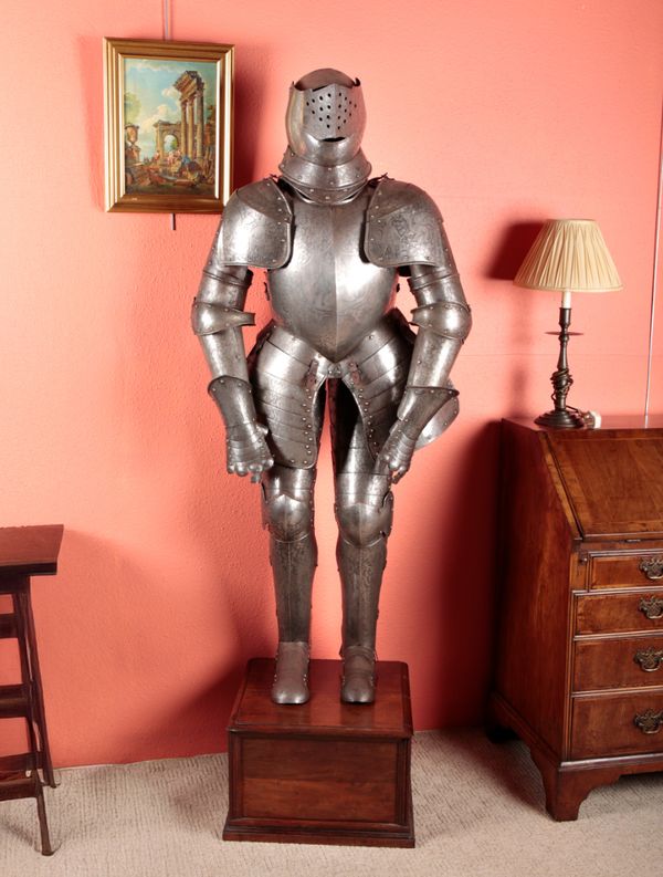 A 16TH CENTURY GERMAN STYLE ETCHED SUIT OF ARMOUR