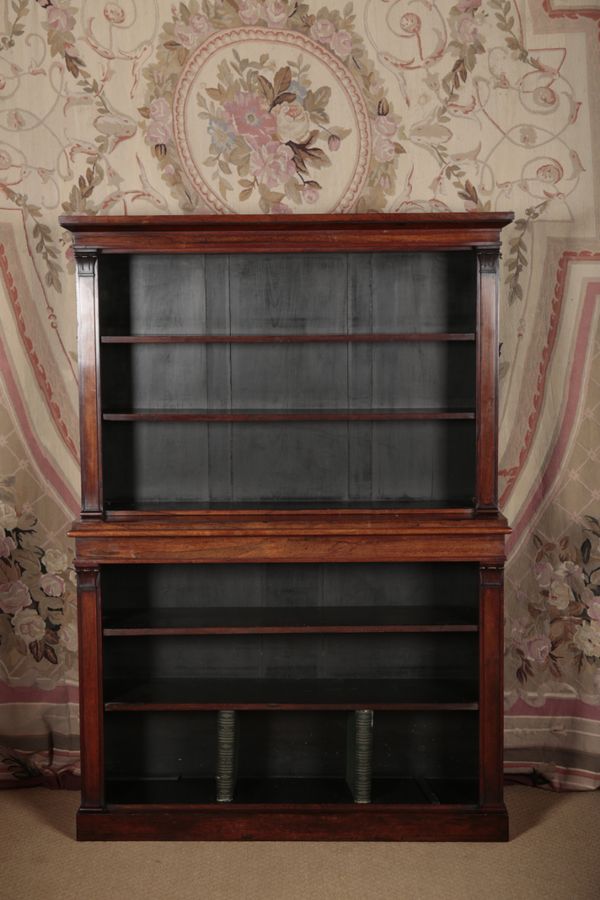 A ROSEWOOD OPEN BOOKCASE