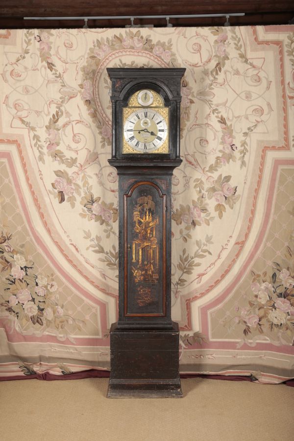 A GEORGE III JAPANNED LONGCASE CLOCK BY WILLIAM WARREN, LONDON