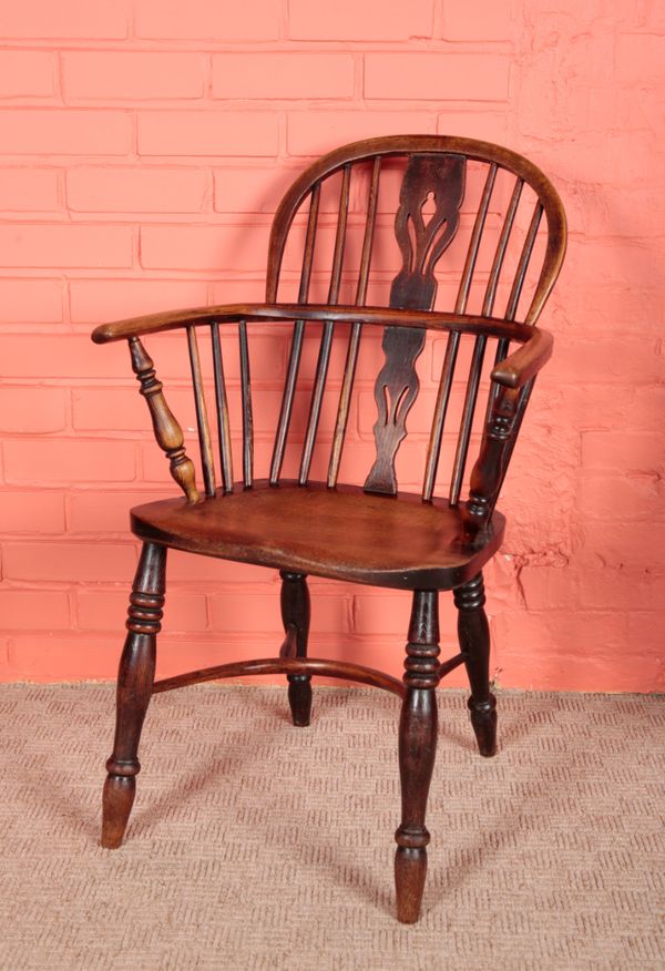 A BEECH AND ASH HOOP BACK WINDSOR ARMCHAIR