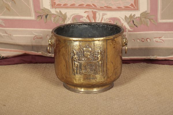 A VICTORIAN BRASS LOG BIN