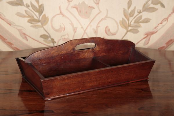 A MAHOGANY CUTLERY TRAY