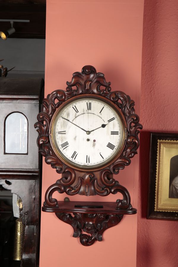 A VICTORIAN MAHOGANY WALL CLOCK BY JOHN MOORE & SONS, CLERKENWELL