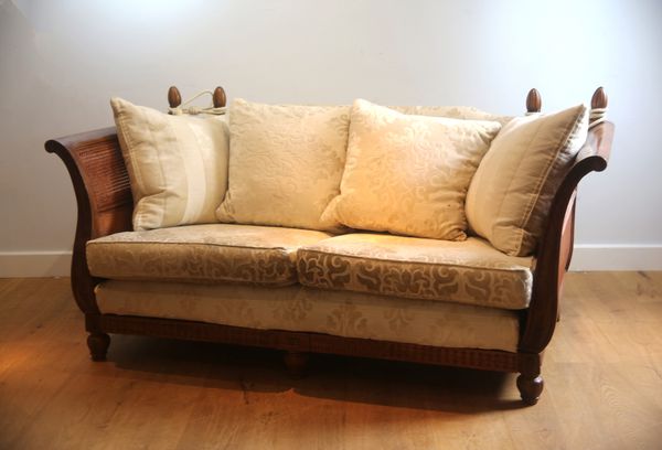 A HARDWOOD 'KNOLE' SOFA