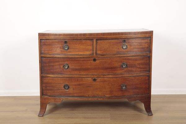 A GEORGE IV MAHOGANY BOW FRONT CHEST OF DRAWERS