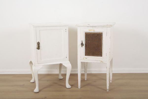 A MATCHED PAIR OF WHITE PAINTED BEDSIDE CABINETS