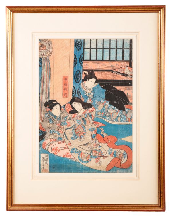 KUNIYOSHI UTAGAWA (1798-1861) Three courtesans in an interior