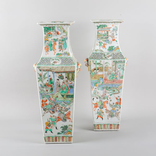 A PAIR OF CHINESE FAMILLE VERTE PORCELAIN VASES