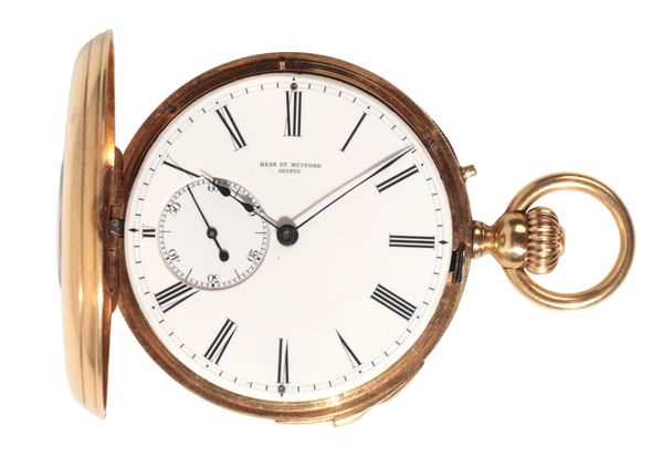 HESS ET METFORD À GENÈVE: AN 18CT GOLD HALF-HUNTER POCKET WATCH