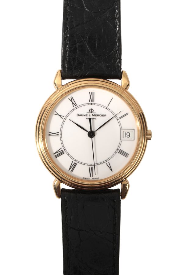 BAUME & MERCIER: A GENTLEMAN'S 18CT GOLD WRISTWATCH