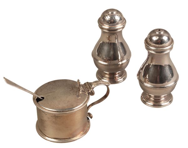 A HARLEQUIN SILVER CRUET SERVICE