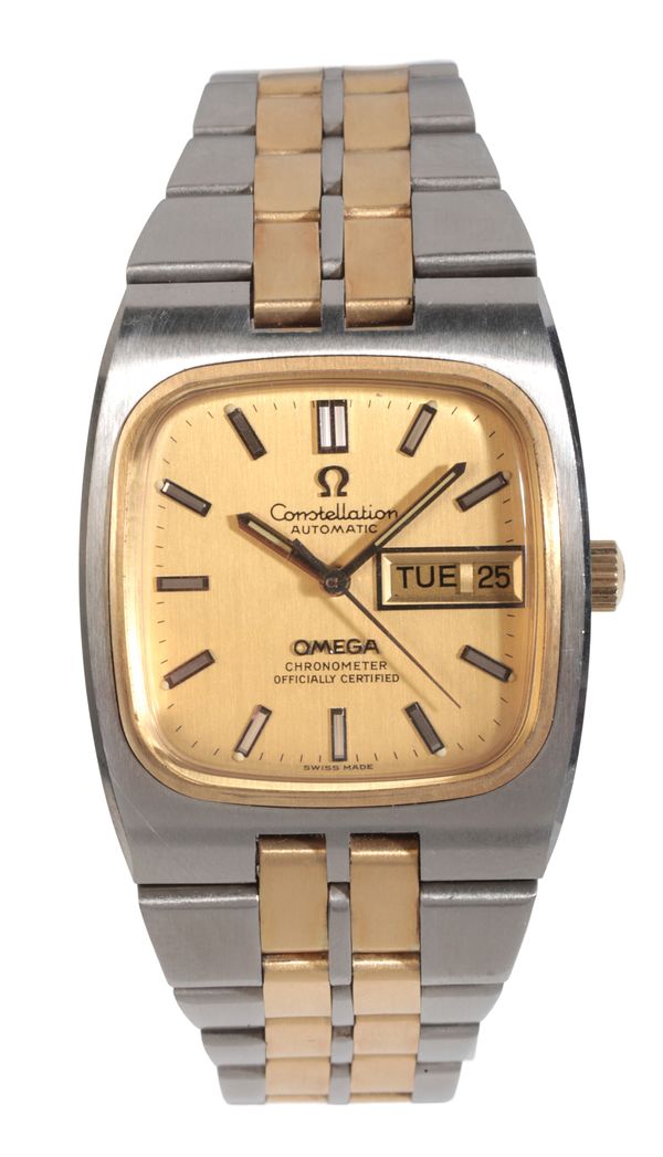 OMEGA CONSTELLATION: A GENTLEMAN'S STEEL AND GOLD BRACELET WATCH