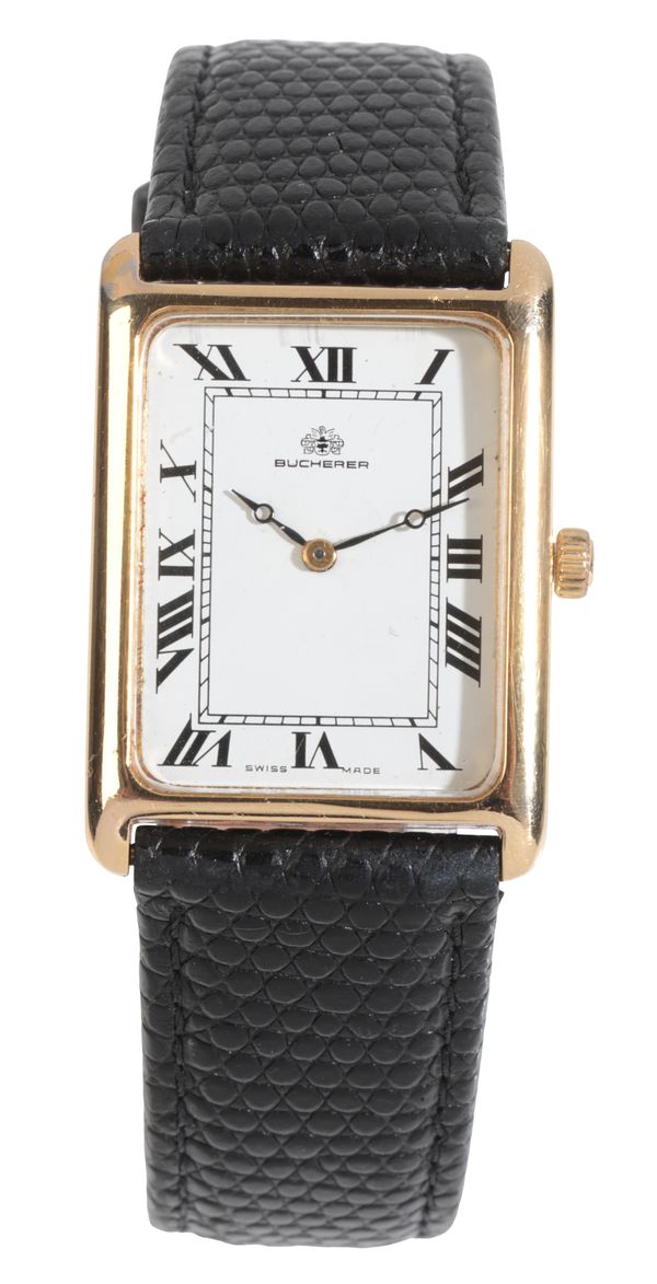 BUCHERER: A GENTLEMAN'S GOLD-PLATED WRISTWATCH